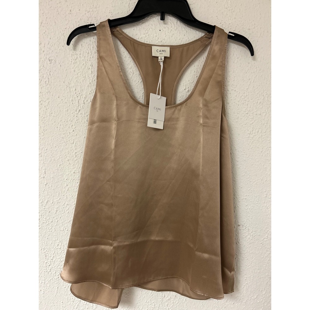 Cami NYC Jane Cami Champagne Silk Racerback Tank Top CORE-C-01 Size L